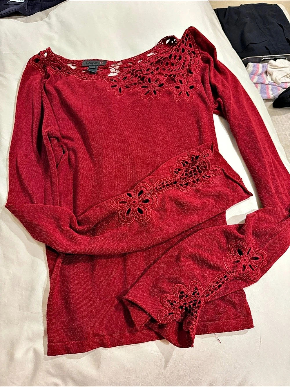 Company D Floral Lace Long Sleeve Top Size Medium